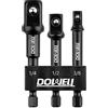 DOWELL Set di adattatori per bussole di grado a impatto, con supporto da 1/4, 3/8, 1/2, prolunga per punte da trapano a avvitatore ad alta velocità (3, 3 pollici)
