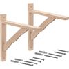 Gedotec Mensola in legno di faggio | Supporto per scaffali | 230 x 170 mm | BORK | staffe in legno naturale massiccio portata fino a 20 kg | 2 supporti per mensole da parete