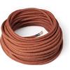 Amarcords - Cavo elettrico tessile colore MATTONE tondo juta 10 metri con messa a terra 3x075mm - Filo rivestito in tessuto colorato vintage per lampade lampadari applique e abat jour.