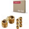 Gedotec Cerniere Gedotec - cerniera da infilare a scomparsa | 4 pz. cerniere per mobili in ottone | ZYSA | cerniera da infilare per legno spessore 22-28 mm | cerniera per armadi rotonda per foratura Ø: 16 m