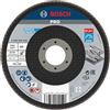 Bosch 1x Disco lamellare PRO X571 piccole, versione angolata, in fibra (per Acciaio, Acciaio inossidabile, Ø 125 mm, Grano 80, Professional Accessorio Smerigliatrice angolare piccola)