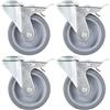 vidaXL 4x Rotelle Girevoli con Foro Bulloni Doppio Freno Mobili e Carrelli Antigraffio Silenziose Ruote in Gomma TPR e Ferro Zincato 100 mm Grigio
