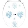 BM 4118 Copriwater Sedile Tavoletta WC Universale Coperchio Toilet Seat in Legno MDF Turchese Decorato Motivo Corallo Sfondo Bianco, Misura Standard Fissaggio dal Basso Cerniere in Acciaio