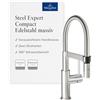 Villeroy & Boch Rubinetteria da cucina Villeroy & Boch Steel Expert Compact, con funzione di commutazione e doccetta estraibile, miscelatore per lavello a risparmio idrico, altezza bocchetta 143mm, acciaio inox
