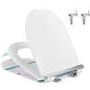 SONGMICS Sedile WC a Forma di D Corto, Copriwater a Chiusura Rallentata, Sgancio Rapido, Asse WC Universale Facile da Montare, Sedile Water in Urea-duroplast, Regge 300 kg, Bianco BTL104WZ01