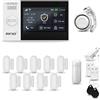 HUXGO® HXA007 Allarme casa senza fili WiFi + GSM con sirena | Kit allarme con 1x rilevatore di movimento, 9x sensori per porte e finestre, telecomando | Per Casa, Garage, Ufficio