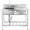 TFGXUE Lavello a Parete, Lavandino in Acciaio Inox, Lavello da Esterno con Rubinetto Girevole a 360°, Lavello Completo con Cassetto, Lavello da Esterno per Lavanderia, Casa di Campagna, 100x60x80 cm