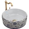 Rea - Lavabo Da Appoggio Florisa Lavandino Bagno 400 X 400 X 150 mm Ceramica (Nero/Bianco)