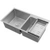 MINUS ONE Lavello da cucina 78x43cm argento, lavello da cucina in acciaio inossidabile doppia vasca 2 vasche lavello da incasso lavello sottopiano con set sifone lavello da incasso qualità alimentare lavello