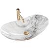 Rea - Lavabo Da Appoggio Royal Granit Lavabo Bagno 605 X 360 X 160 mm In Ceramica (Grigio, Imitazione Pietra)