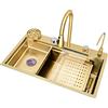 YilwnnCse Lavello da Cucina, Lavello a Cascata Raindance, Lavello In acciaio Inossidabile 304, Set di Lavelli Domestici, Lavello Integrato con Rubinetto Rimovibile,Oro (75×45×21cm)