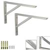 Geovne Industriale Acciaio Inossidabile Solido Staffe per Mensole,Moderno Staffa per Mensola a 90 Gradi Angolo Retto Staffe,Wall Shelve Argento,con Viti,2 Pezzi (500 * 250mm/19.7 * 9.8in)