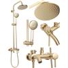 Rea - Colonna Doccia Luis Gold Brush Sistema Doccia In Ottone Per Bagno (Oro) 45x21x100cm