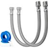 Parpyon® Flessibile Rubinetto MF 1/2 Prolunga tubo filettato Sifone Lavabo Bagno Sifone Lavello Cucina Tubo scarico lavandino Antiodore + nastro e guarnizione (Flessibile M/F 1/2 - 40CM)