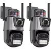 K2 STORE - Telecamera IP 8MP 4K esterno WiFi PTZ 2 obiettivo doppio schermo 8X zoom CCTV Applicazione ICSEE 2 Pezzi