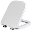 GONMDOPY Sedile WC con meccanismo di chiusura rallentata Chiusura rallentata a rilascio rapido Sedile WC quadrato con chiusura rallentata Adatto a qualsiasi WC (Bianco, 36X44 cm)