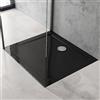 doporro Piatto Doccia Rettangolare 70x90x4 cm con Scarico Incluso e Bordo | Acrilico Rinforzato, Colore Nero, Bordo Perimetrale su 4 Lati, Piletta di Scarico Inclusa, Installazione in Appoggio o a Filo