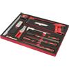 SOGI TER-17 Assortimento di 13 utensili - metro - lampada LED - righello - cutter - calibro - seghetto - lime varie