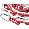 Azatemgo Catena di chiusura in metallo rosso bianco 2 metri - maglie in acciaio Ø 5 mm - catena di sicurezza per cantieri - con 2 moschettoni in metallo