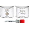 bianco Shabby CHALK PAINT Grigio Tortora & FINITURA + PENNELLO - Pittura Shabby Chic EXTRA OPACA (500 ml) + Finitura Trasparente Opaco (500 ml) + 1 Pennello Pro 40 mm