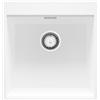 PRIMAGRAN Lavello da Cucina Bianco 48x50cm, Lavandino in Granito a 1 vasca + Sifone Classico, Lavabo da Cucina Incasso al Mobile 50cm - Oslo Top S222