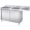 Ristoattrezzature - Lavello in acciaio inox armadiato 160x60x95h cm - 2 vasche con vano lavastoviglie dx - Uso Professionale