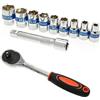 Gloriashoponline CHIAVE A CRICCHETTO REVERSIBILE 1/2 KIT 9 BUSSOLE ESAGONALI BUSSOLA DA 8 24 MM