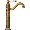LAKKOAKOAA Rubinetto Lavabo Rubinetto Bagno Alto Stile Anticato Vintage Ottone Monocomando Miscelatore Bagno Girevole A 360°, Miscelatore Lavabo, Bronzo