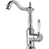 LAKKOAKOAA Rubinetto Cucina Rubinetto Lavello, Anticato Vintage Stile Girevole A 360 ° Monocomando Ottone Miscelatore Cucina Con Regolazione Caldo E Freddo, Rubinetto Lavello Cucina, Cromo, Argento