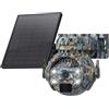 SHIWOJIA 2 K 3 MP Camera Solare Esterna WiFi Senza Fili 360° PTZ Camera, Visione Notturna Colore, Rilevazione di Movimento PIR, Audio Bidirezionale, IP66