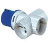 nextradeitalia 1PEZZO ADATTATORE INDUSTRIALE C/SPINA CEE E TRE PRESE SCHUKO 10/16A BIP IP20-16A colore blu