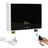 Btstil Mini scaldabagno elettrico istantaneo, 220 V, 3000 W, con pannello di visualizzazione digitale a LED, scaldabagno senza serbatoio per bagno, cucina (3000 W, bianco + nero)