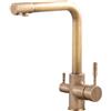 LAKKOAKOAA Rubinetto Cucina Rubinetto Lavello 3 Vie Per Sistemi Osmosi, Anticato Vintage Stile Girevole A 360 ° Doppia Leva Ottone 3 In 1 Miscelatore Cucina Per Acqua Potabile, Rubinetto Lavello Cucina, Bronzo