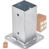 TRIBECCO® Piastra di ancoraggio con manicotto a vite per palo quadrato in legno, palo zincato a caldo manicotto per fissaggio a terra, supporto per recinzioni, piastra di base, 70 x 70 mm