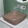 doporro Lavabo da Appoggio in Vetro Temperato Lavandino Bagno Quadrato 40 x 40 x 11 cm Caffè Lavello Design Artistico con Texture per WC Ospiti Minerva03