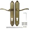 ALSTEN TECH Maniglia lunga 92 PZ - Cilindro profilato, maniglia per porta in ottone, supporto a molla su entrambi i lati, morsetto a brugola di alta qualità, finitura patina - oro antico