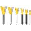 BE-TOOL 6 punte per fresa a coda di rondine, con gambo da 1/4 per la lavorazione del legno, in carburo semi-cieco, strumento passante per compensato e legno duro, MDF, 1/4, 3/8, 1/2, 5/8, 3/4, 7/8