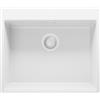 PRIMAGRAN Lavello da Cucina Tutto Bianco 58x50cm, Lavandino in Granito a 1 vasca + Sifone Classico, Lavabo da Cucina Incasso al Mobile 60cm - Oslo Top S338