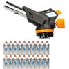Z.M.C Bruciatore a gas 1,3kW + 20x cartucce gas 227g, bruciatore per flambé, temperatura fino a 1300°C, becco Bunsen, torcia saldatrice con accensione piezoelettrica, bruciatore da cucina con fiamma