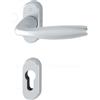 Hoppe Industries Maniglia Guarnitura con rosetta e bocchetta HOPPE in alluminio per porte interne (Foro cilindro Yale bocc ovale, F1 alluminio aspetto argento)
