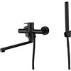 HomeLava Rubinetto Vasca Bagno Rubinetti per Lavandini Bagno Miscelatore con Doccetta Doccia Sistema Doccia a Parete da 1,5 m Vasca da Bagno Rubinetto （Nero, beccuccio rubinetto 35 cm）