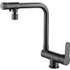 SJQKA Miscelatore Cucina Sottofinestra Tre Vie, Monocomando Pieghevole, Rubinetto Caldo E Freddo, Materiale In Ottone Senza Piombo, Nero