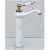 Lock&Handle Rubinetto miscelatore monoblocco in acciaio cromato con lavabo in porcellana, stile vintage, colore: bianco e oro