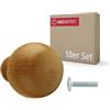 Gedotec Ricarda - Pomelli per mobili in legno di noce chiaro, 10 pezzi, diametro 23 mm, pomelli rotondi per armadi e cassetti, maniglie per mobili per comò, armadio, cassetto, viti incluse