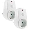 ChiliTec Confezione da 2 prese con interruttore crepuscolare - 10 a 280 W - Simulatore di presenza - Spina intermedia con sensore crepuscolare - Per lampade e apparecchi di illuminazione - 230 V - Bianche