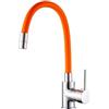 IMPALLI è casa IMPALLI Miscelatore Cucina A Canna Flessibile Girevole In Silicone Colorata Rubinetto Lavello Cucina Completo Di Flessibili Per Miscelatori Rubinetto Cucina 5X36X17 Cm (ARANCIONE)