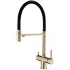 XJTNLB Miscelatore Cucina 3 Vie Acciaio Inox Oro Spazzolato+Nero Rubinetto Tre Vie con Doccetta Estraibile Miscelatore Cucina con Doccetta Estraibile