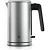 WMF Lono Silk - Bollitore elettrico in acciaio inox, 1,6 l, con filtro anticalcare, 2400 W, effetto anti-impronte, apertura con una sola mano, indicatore del livello dell'acqua, senza fili con base