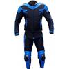 BI ESSE Tuta da MOTO per adulto in pelle e tessuto, divisibile in 2 pezzi giacca e pantalone, regolabile, completa di protezioni CE (Blu/Nero, S)