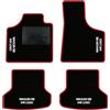 QUEMAR Tappetini Auto compatibili con Audi A3 8P 8PA e Cabrio 2003-2012/ Kit Tappeti Moquette e Gomma su Misura (Set 2 Anteriori +2 Poster.)/ Ricami e Colori Personalizzati (Bordo Rosso, 4 Ricami)